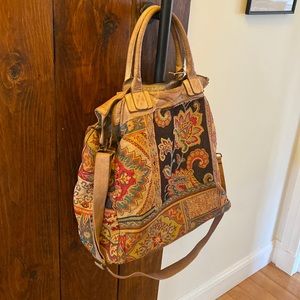 Johnny Was purchased hang bag with soft leather and textile design